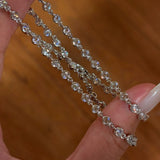 Classic Bubble Bezel Solitaire Necklace - Handcrafted Floating Diamond Choker - floysun