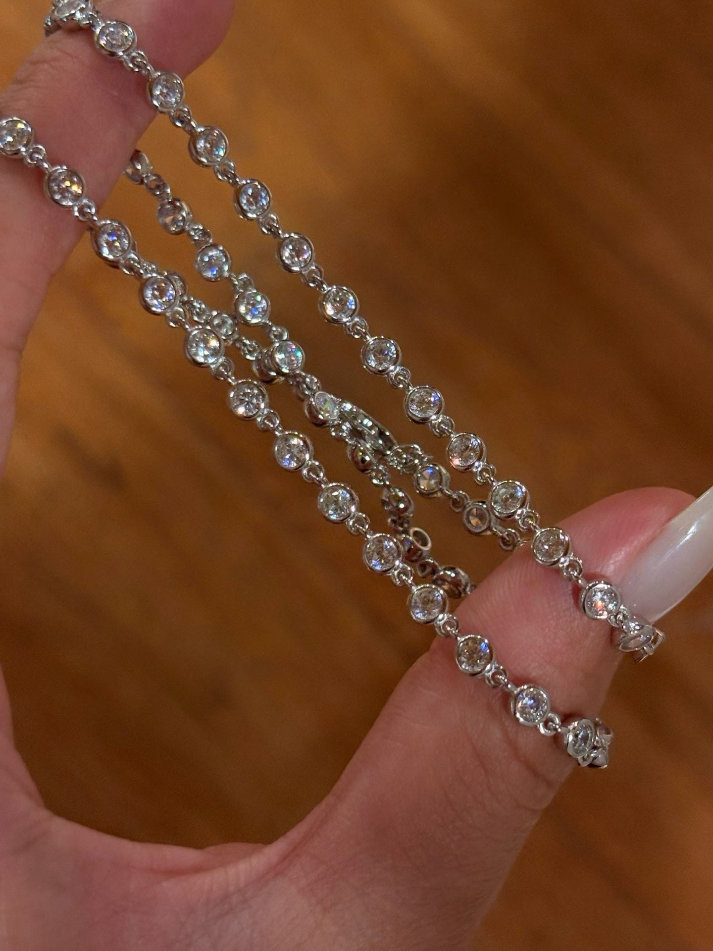 Classic Bubble Bezel Solitaire Necklace - Handcrafted Floating Diamond Choker - floysun