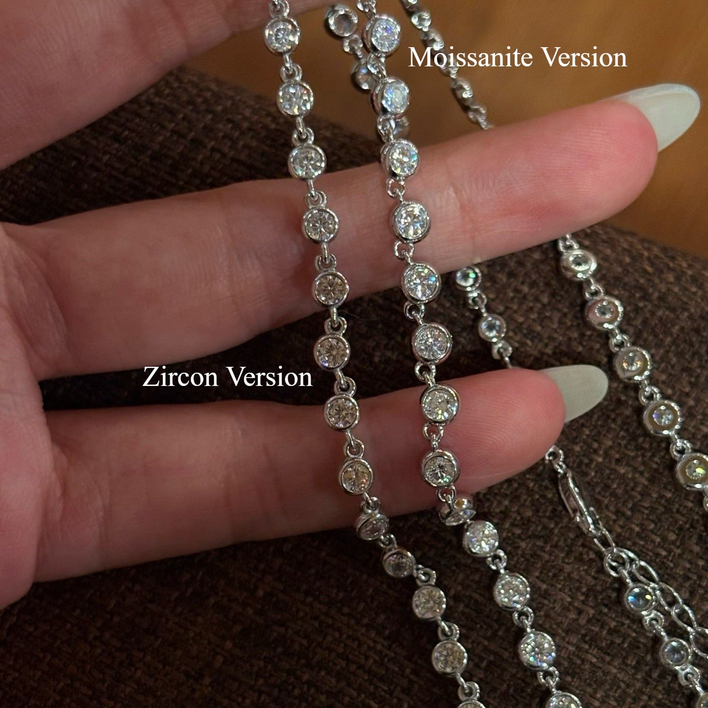 Classic Bubble Bezel Solitaire Necklace - Handcrafted Floating Diamond Choker - floysun