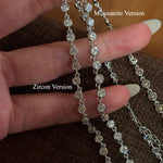 Classic Bubble Bezel Solitaire Necklace - Handcrafted Floating Diamond Choker - floysun