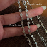 Classic Bubble Bezel Solitaire Necklace - Handcrafted Floating Diamond Choker - floysun