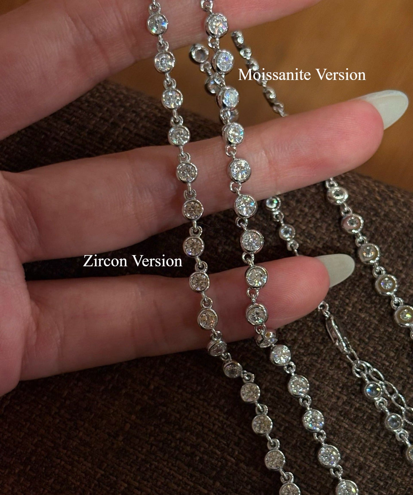 Classic Bubble Bezel Solitaire Necklace - Handcrafted Floating Diamond Choker - floysun