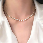 Classic Bubble Bezel Solitaire Necklace - Handcrafted Floating Diamond Choker - floysun