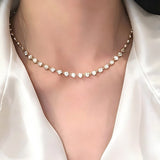 Classic Bubble Bezel Solitaire Necklace - Handcrafted Floating Diamond Choker - floysun