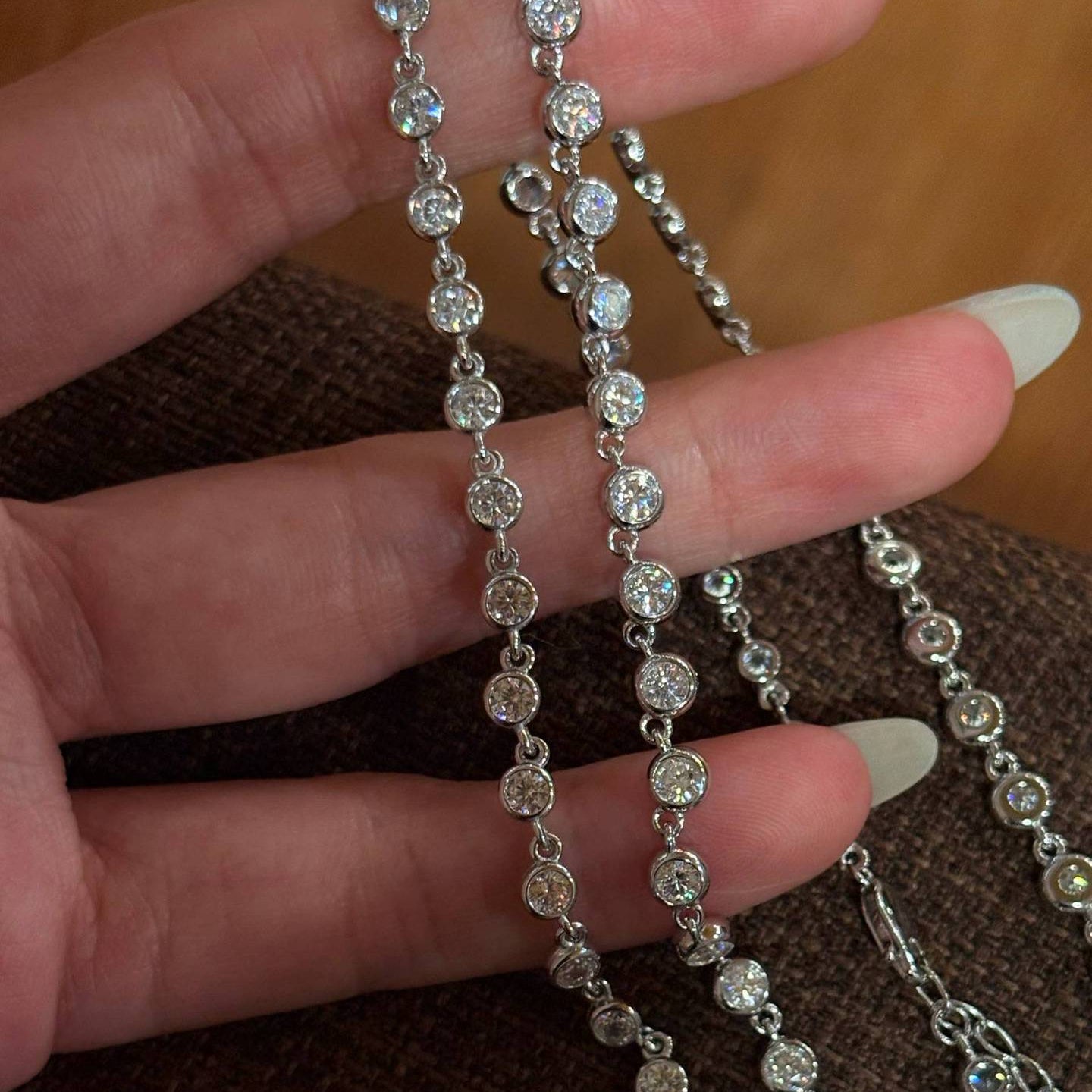 Classic Bubble Bezel Solitaire Necklace - Handcrafted Floating Diamond Choker - floysun