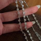 Classic Bubble Bezel Solitaire Necklace - Handcrafted Floating Diamond Choker - floysun