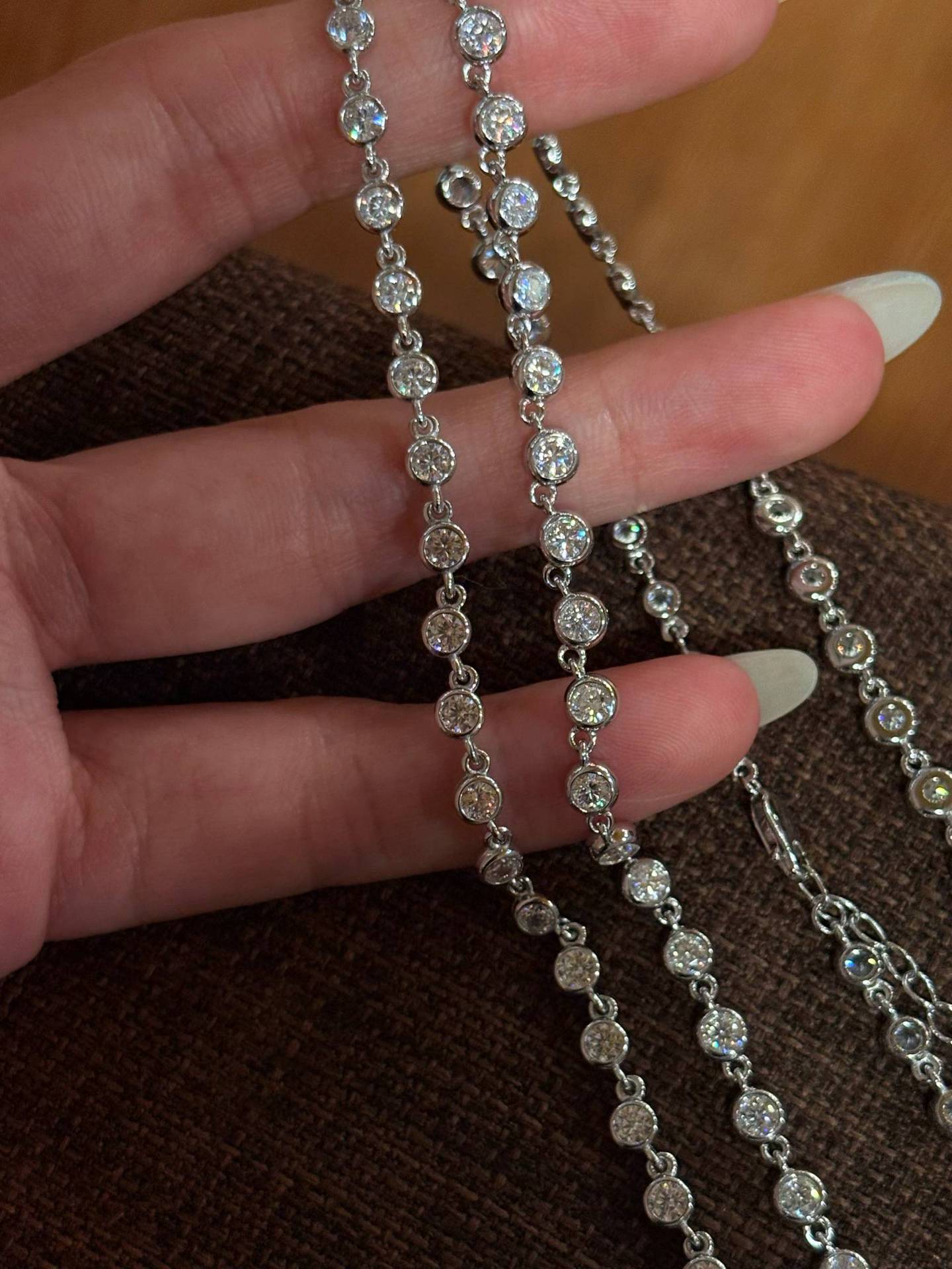 Classic Bubble Bezel Solitaire Necklace - Handcrafted Floating Diamond Choker - floysun