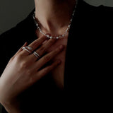 Classic Clear Quartz & Freshwater Pearl Beaded Necklace - Elegant Layering Strand Choker - floysun