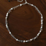 Classic Clear Quartz & Freshwater Pearl Beaded Necklace - Elegant Layering Strand Choker - floysun