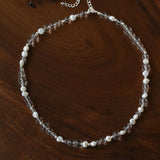 Classic Clear Quartz & Freshwater Pearl Beaded Necklace - Elegant Layering Strand Choker - floysun