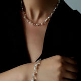 Classic Clear Quartz & Freshwater Pearl Beaded Necklace - Elegant Layering Strand Choker - floysun