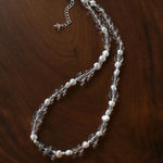 Classic Clear Quartz & Freshwater Pearl Beaded Necklace - Elegant Layering Strand Choker - floysun