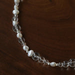 Classic Clear Quartz & Freshwater Pearl Beaded Necklace - Elegant Layering Strand Choker - floysun