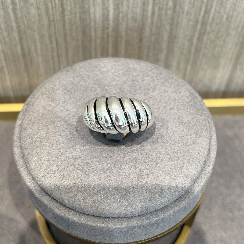 Classic Croissant Statement Ring in Sterling Silver - floysun