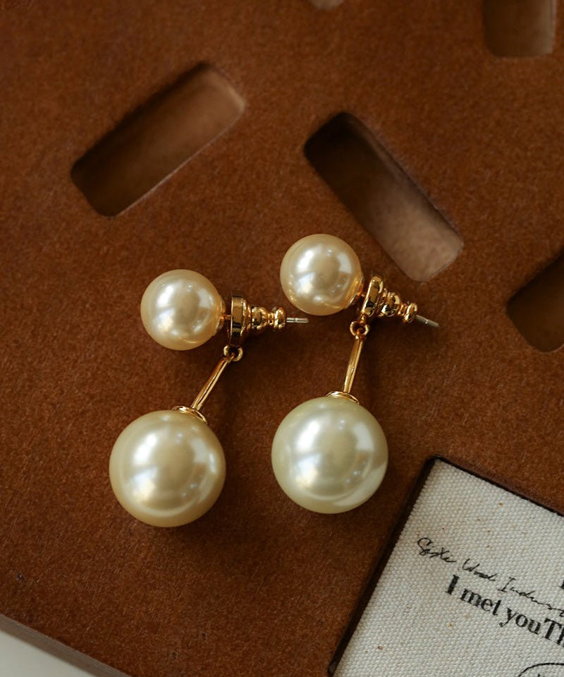 Classic Double Pearl Drop Stud Earrings - floysun