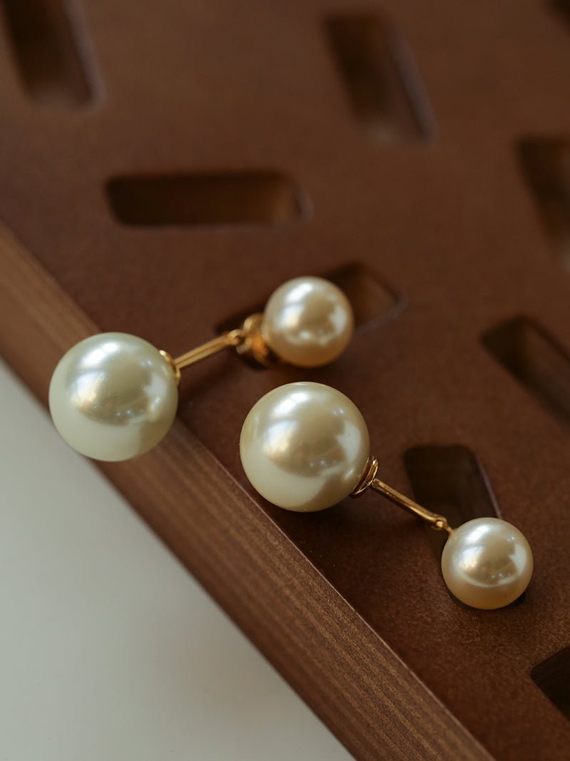 Classic Double Pearl Drop Stud Earrings - floysun