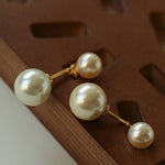 Classic Double Pearl Drop Stud Earrings - floysun