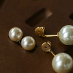 Classic Double Pearl Drop Stud Earrings - floysun