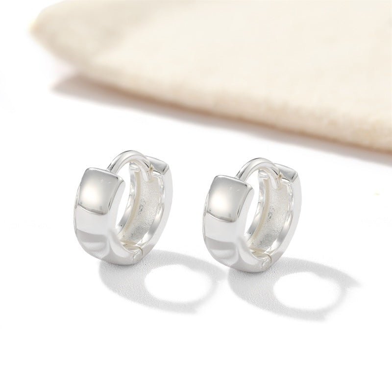 Classic High-Polish Sterling Silver Huggie Hoop Earrings - floysun
