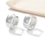 Classic High-Polish Sterling Silver Huggie Hoop Earrings - floysun