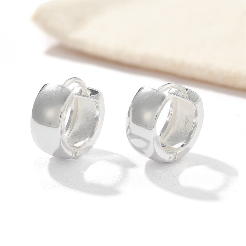 Classic High-Polish Sterling Silver Huggie Hoop Earrings - floysun