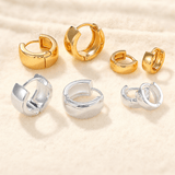 Classic High-Polish Sterling Silver Huggie Hoop Earrings - floysun