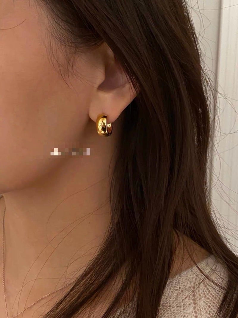 Classic High-Polish Sterling Silver Huggie Hoop Earrings - floysun
