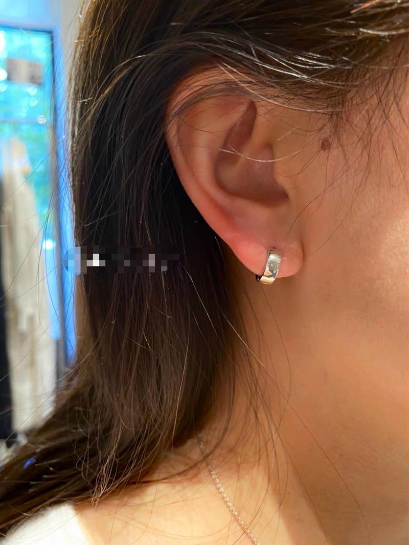 Classic High-Polish Sterling Silver Huggie Hoop Earrings - floysun