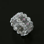 Classic Lace Crown Ring - Silver / Pink Accents - floysun