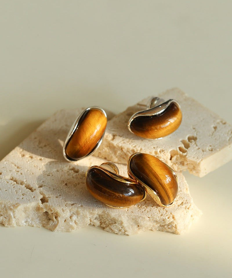 Classic Tiger’s Eye Stud Earrings - floysun