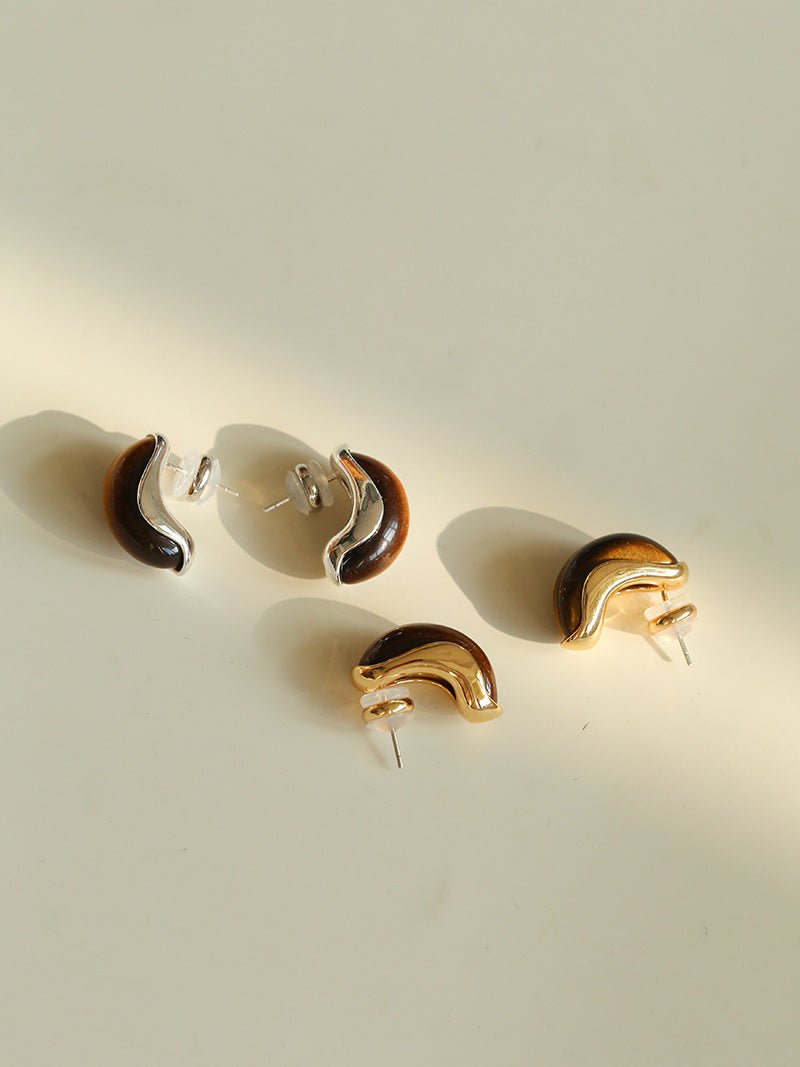 Classic Tiger’s Eye Stud Earrings - floysun
