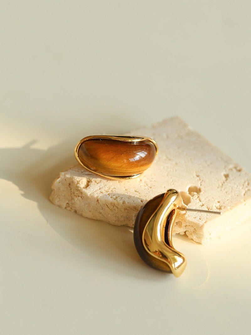 Classic Tiger’s Eye Stud Earrings - floysun
