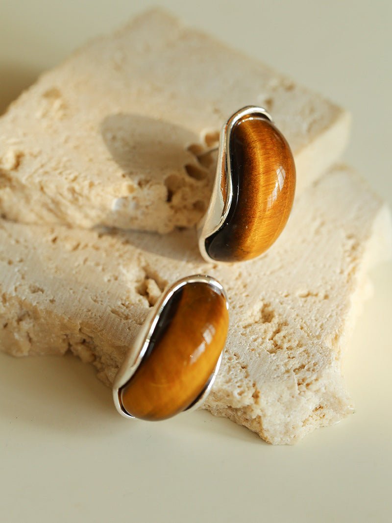 Classic Tiger’s Eye Stud Earrings - floysun