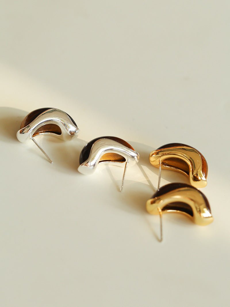 Classic Tiger’s Eye Stud Earrings - floysun