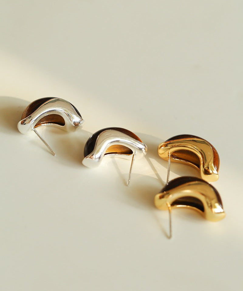 Classic Tiger’s Eye Stud Earrings - floysun