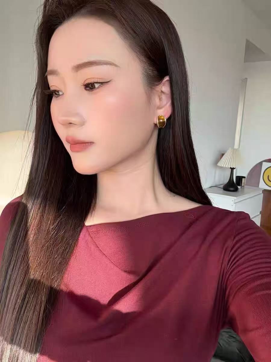 Classic Tiger’s Eye Stud Earrings - floysun