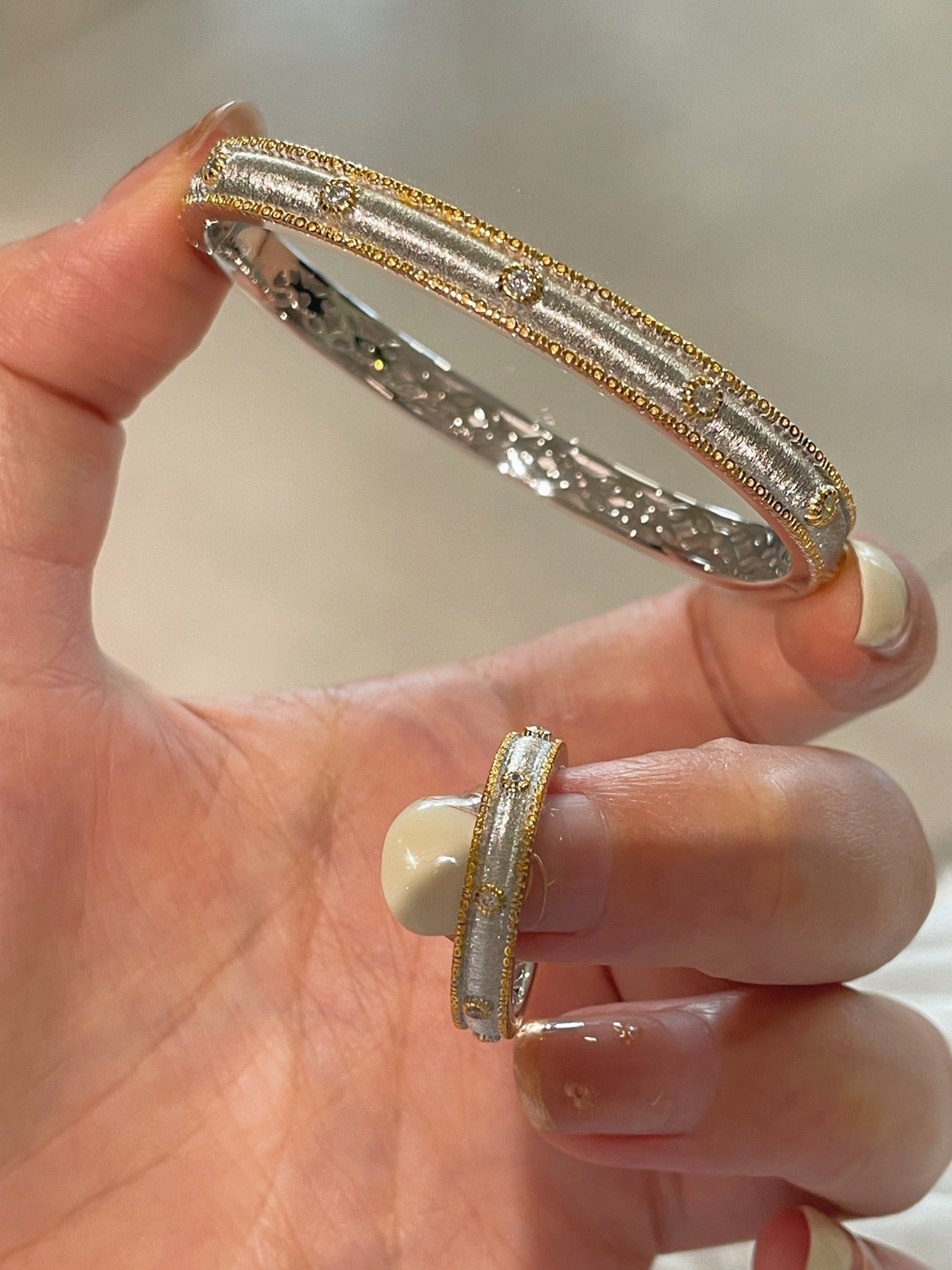 Classic Two - Tone Brushed Bangle - floysun