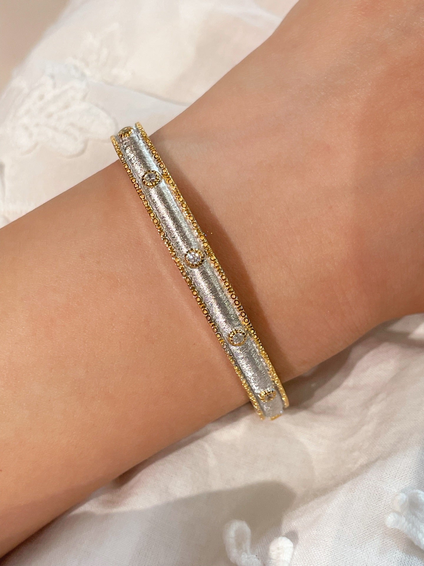 Classic Two - Tone Brushed Bangle - floysun
