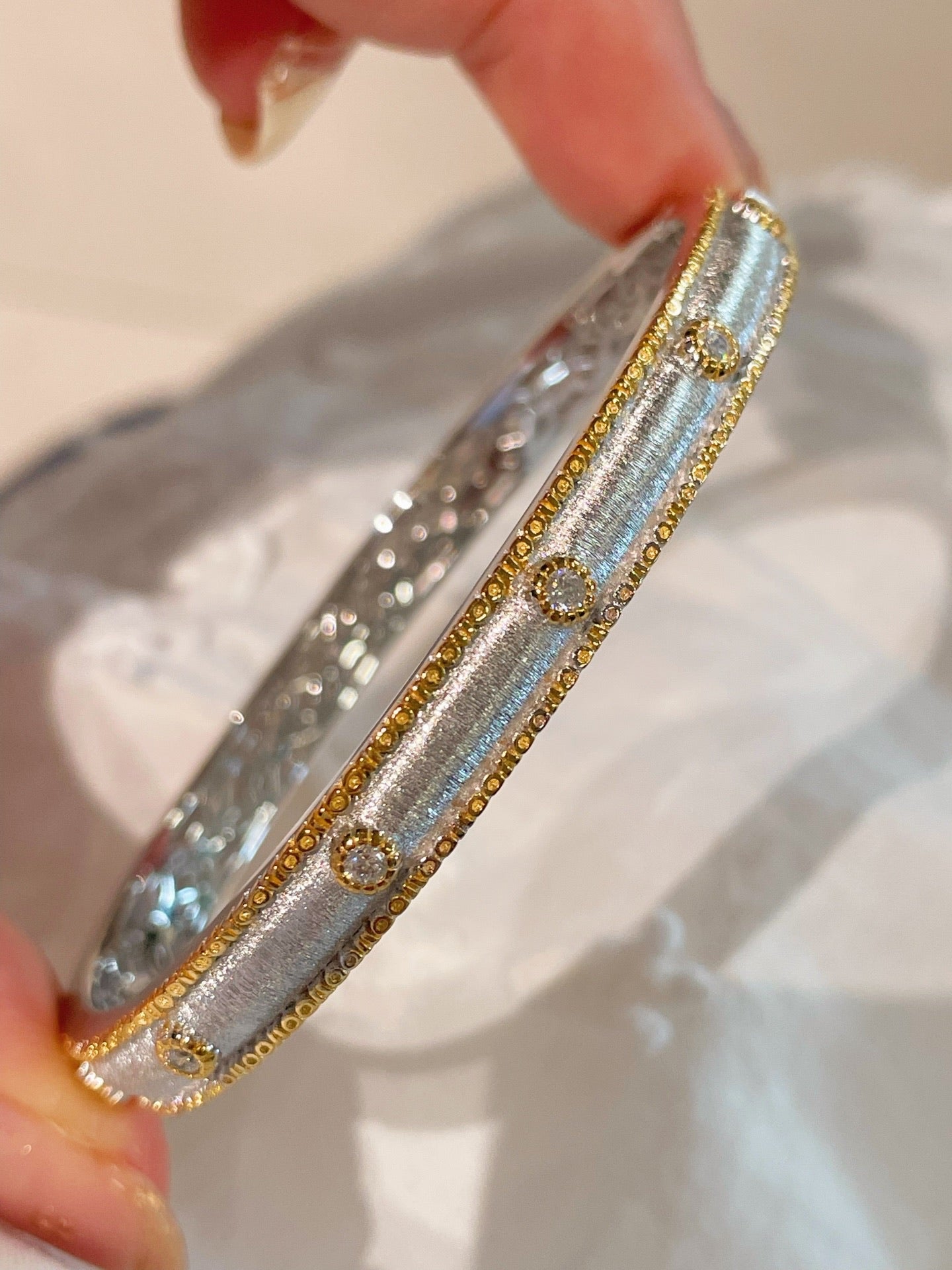 Classic Two - Tone Brushed Bangle - floysun