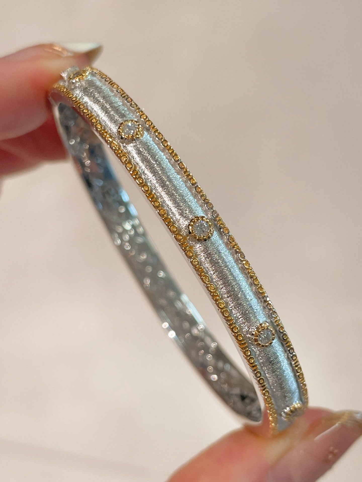 Classic Two - Tone Brushed Bangle - floysun