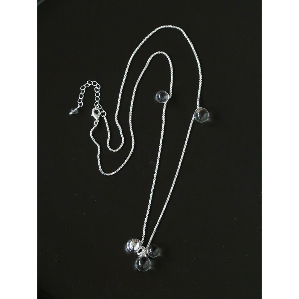 Clear Bubble Glass Cluster Long Necklace - floysun