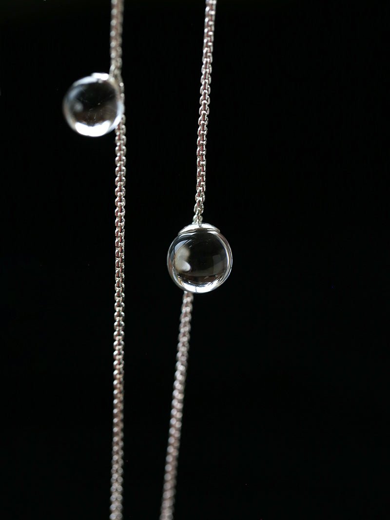 Clear Bubble Glass Cluster Long Necklace - floysun