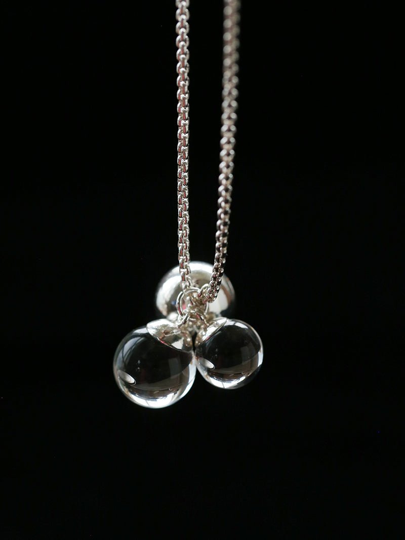 Clear Bubble Glass Cluster Long Necklace - floysun