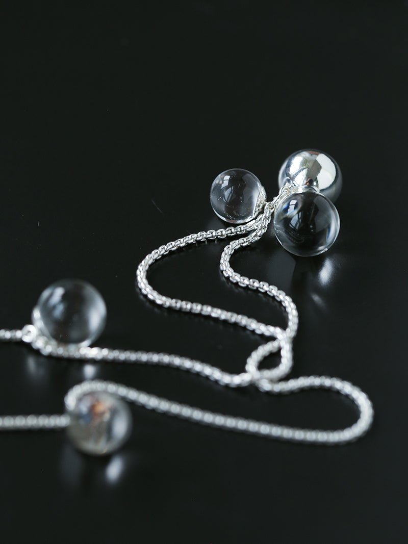 Clear Bubble Glass Cluster Long Necklace - floysun