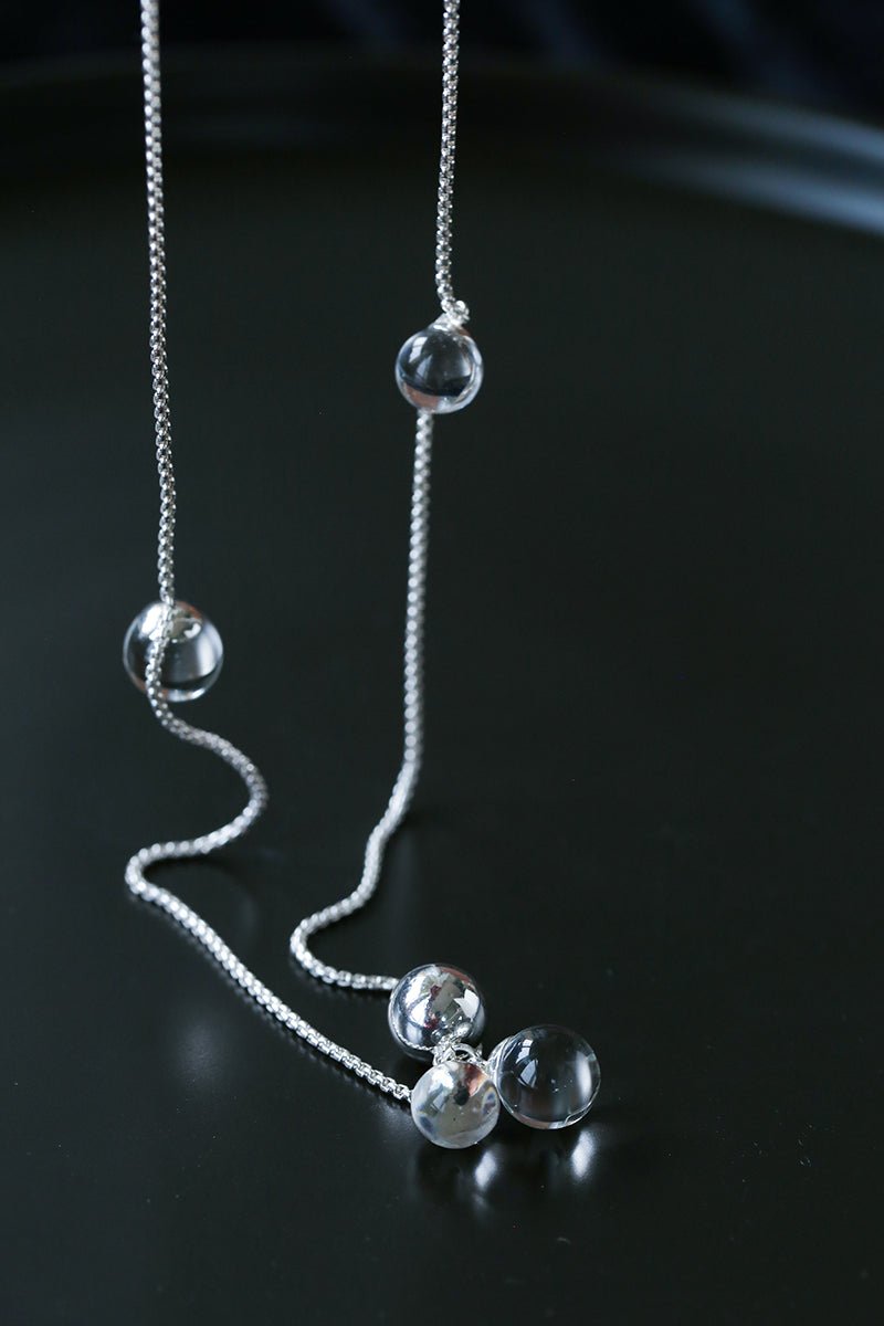 Clear Bubble Glass Cluster Long Necklace - floysun