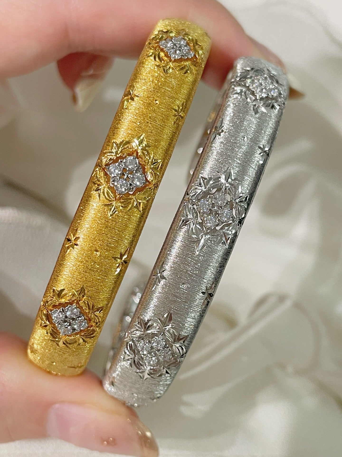 Clover Brushed Pavé Bangle - floysun