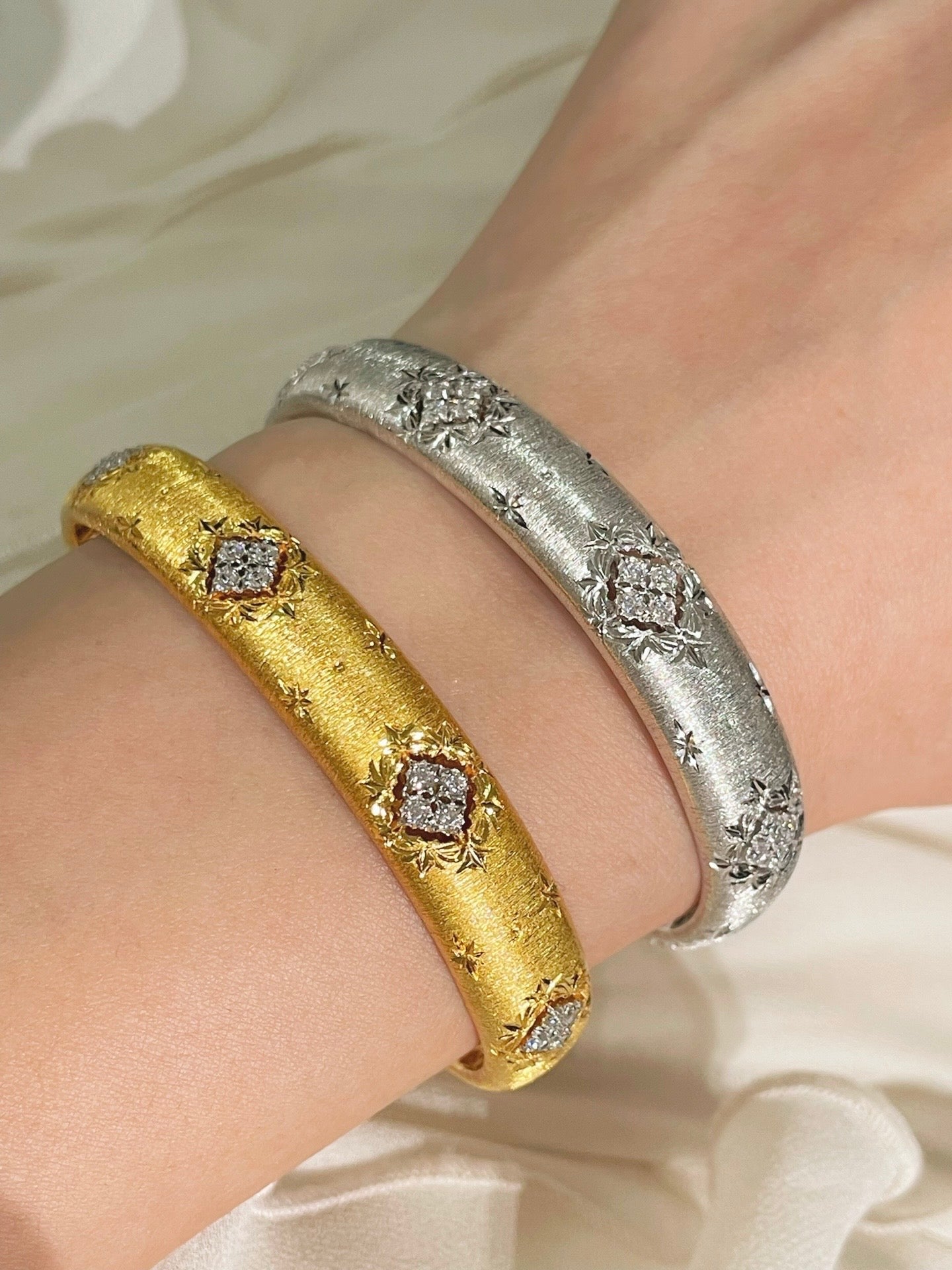 Clover Brushed Pavé Bangle - floysun