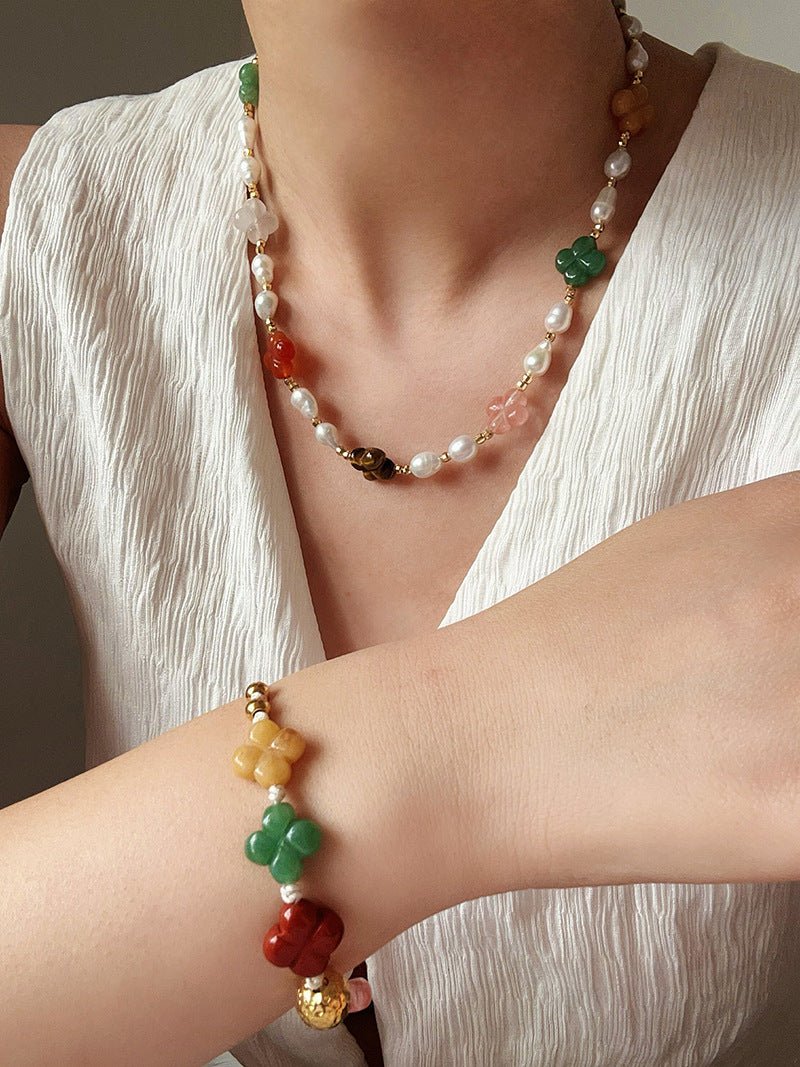 Clover Gemstone Adjustable Bracelet - floysun