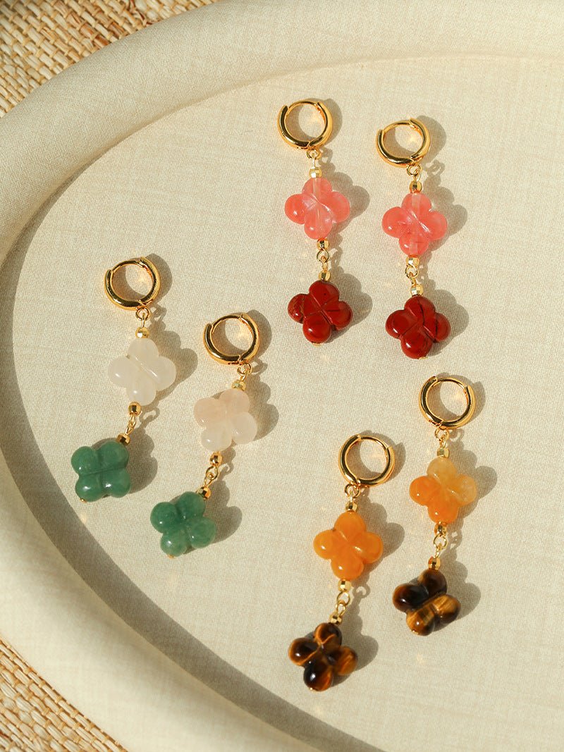 Clover Gemstone Drop Earrings - floysun