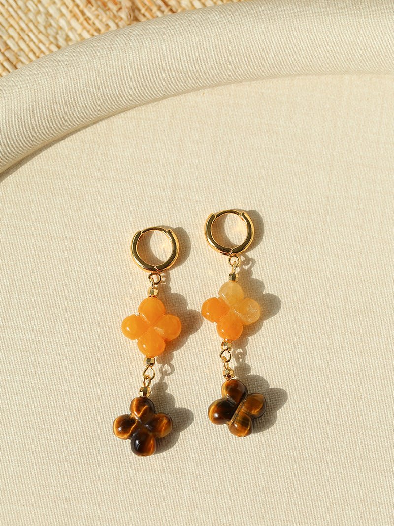 Clover Gemstone Drop Earrings - floysun